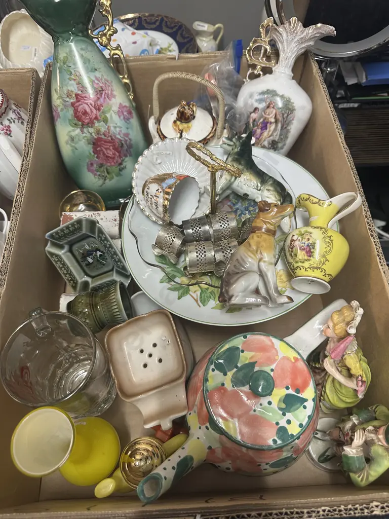 Assorted China Items Including Figurines, Irish Porcelain, Napkin Rings Etc Image 1++