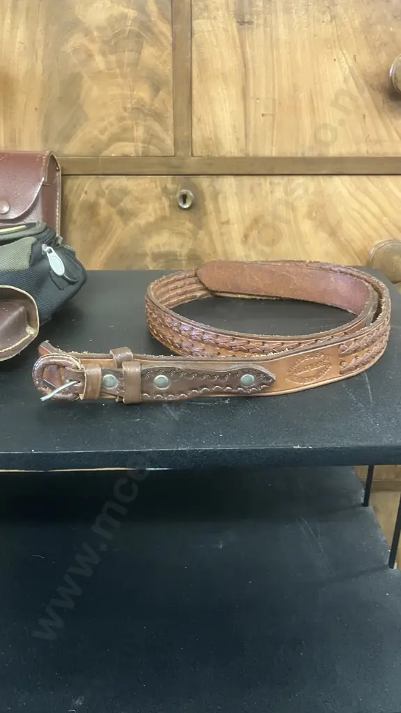 Alatorre Mexico Leather Belt, Engineers Compass, Belt Attach Leather Watch Case, Assorted Cases Etc Image 1++