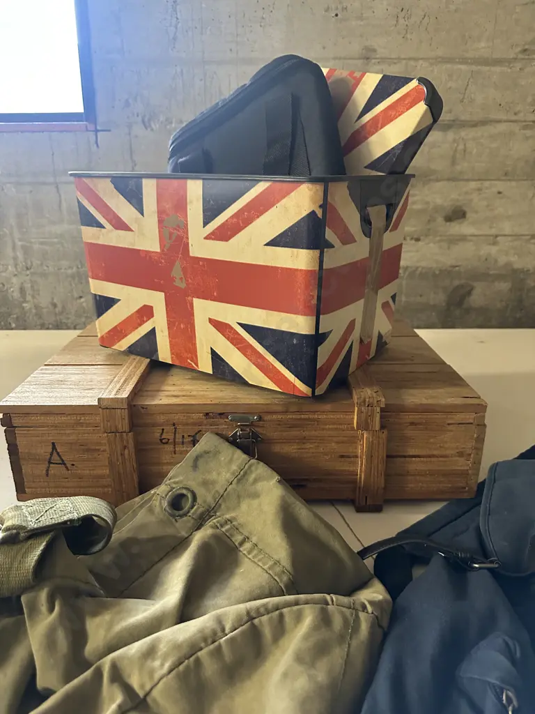 Army Duffle Bag, Blue Back Pack, Wooden Case Etc Image 1++