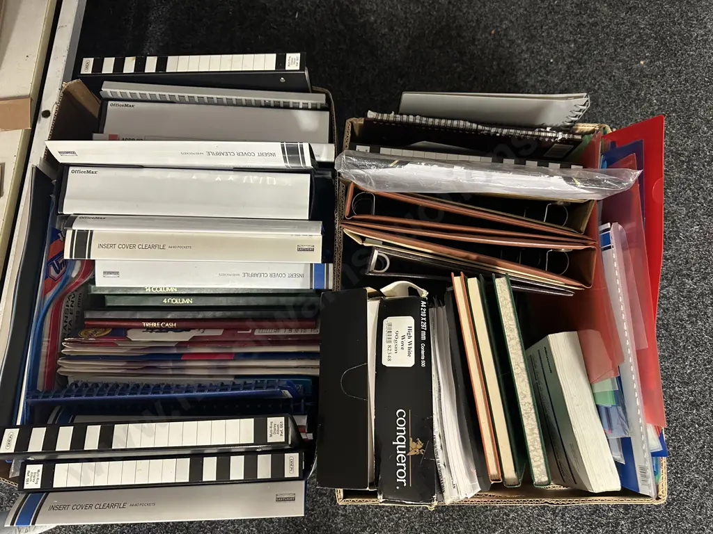 Boxes x2 Assorted Stationary Including Insert Cover Clear Files, Folders Etc Image 1++