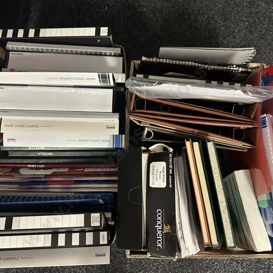 Boxes x2 Assorted Stationary Including Insert Cover Clear Files, Folders Etc