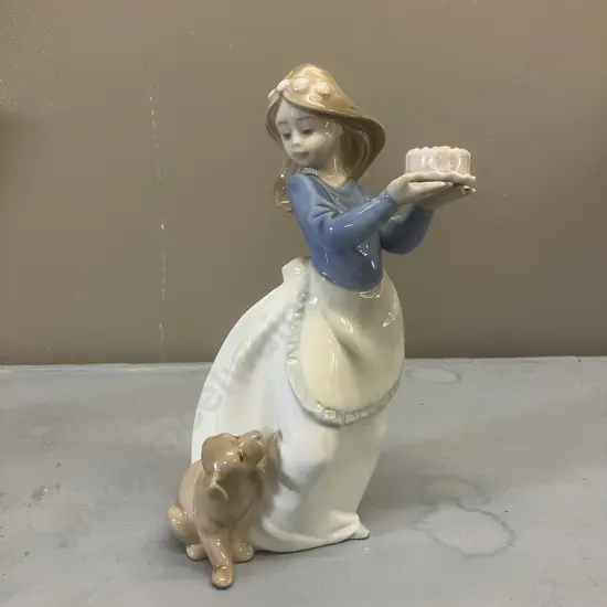 Nao by Lladro "Puppy's Birthday" Porcelain Figurine #1045 Dated 1987. H18cm