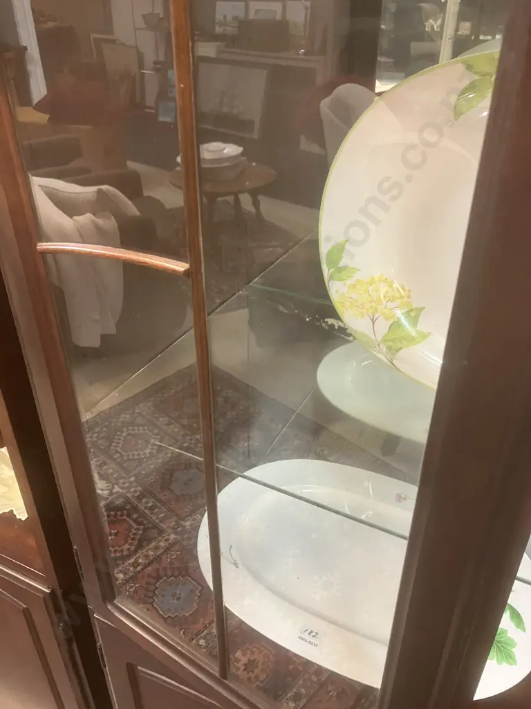 Mahogany 4 Door Display Cabinet With Astragal Doors. Mirror Backed, Adjustable Glass Shelves. H200 W81 D42cm Image 1++