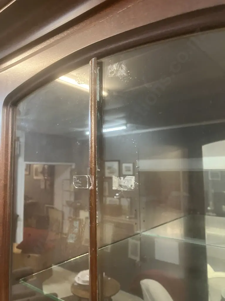 Mahogany 4 Door Display Cabinet With Astragal Doors. Mirror Backed, Adjustable Glass Shelves. H200 W81 D42cm Image 1++