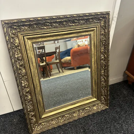 Ornate Gilt Framed Mirror Bevelled Edge H79,W68cm.