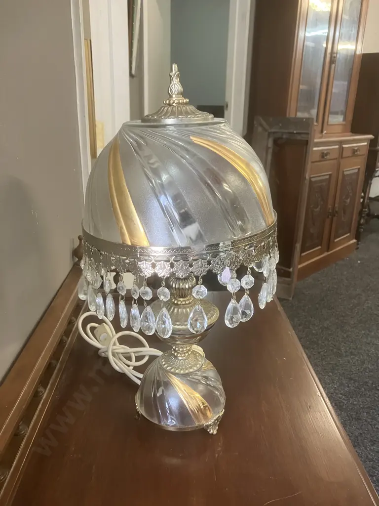 Vintage Michelotti Style Crystal Boudoir Lamp. H45cm Image 1++