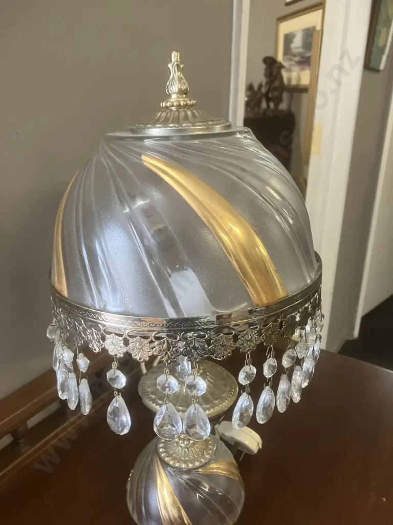 Vintage Michelotti Style Crystal Boudoir Lamp. H45cm Image 1++