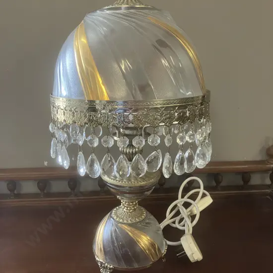 Vintage Michelotti Style Crystal Boudoir Lamp. H45cm