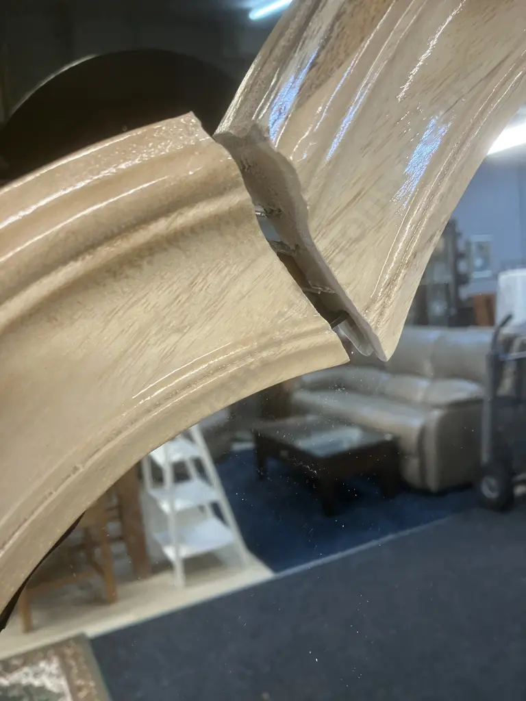 Wooden Framed Mirror With Curved Top. 158.5 x 78cm (Frame Seperating) Image 1++