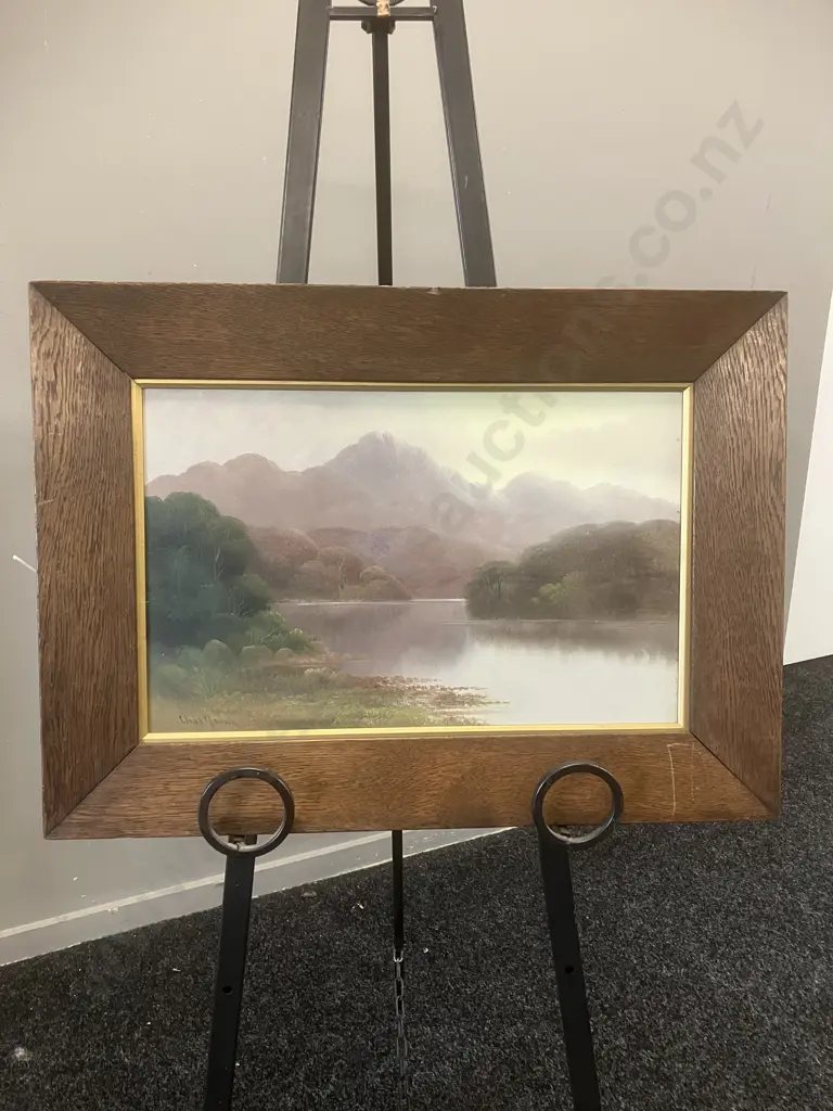 Charles (Chas.) Young Antique Colonial Landscape (Working 1884-1918), Signed Bottom Left, Oak Framed 44 x 60.5cm Image 1++