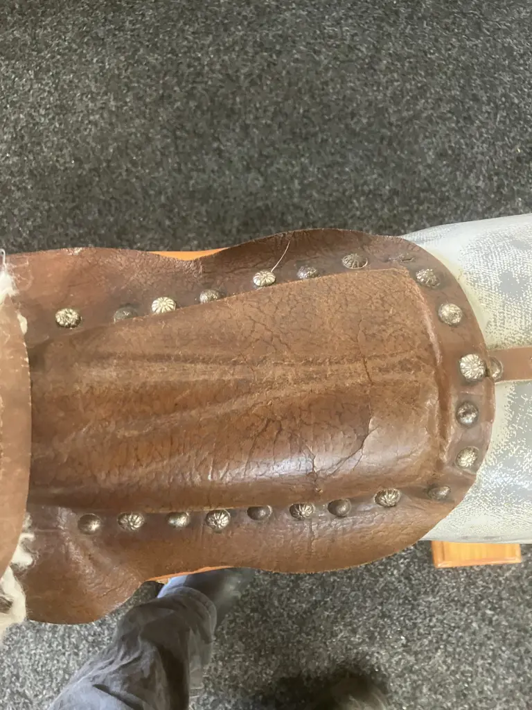 Victorian Style Rocking Horse - Dapple Grey, Leather Saddle On a Pine Stand With Twin Turned Pillars. H94 W116 D50cm Image 1++