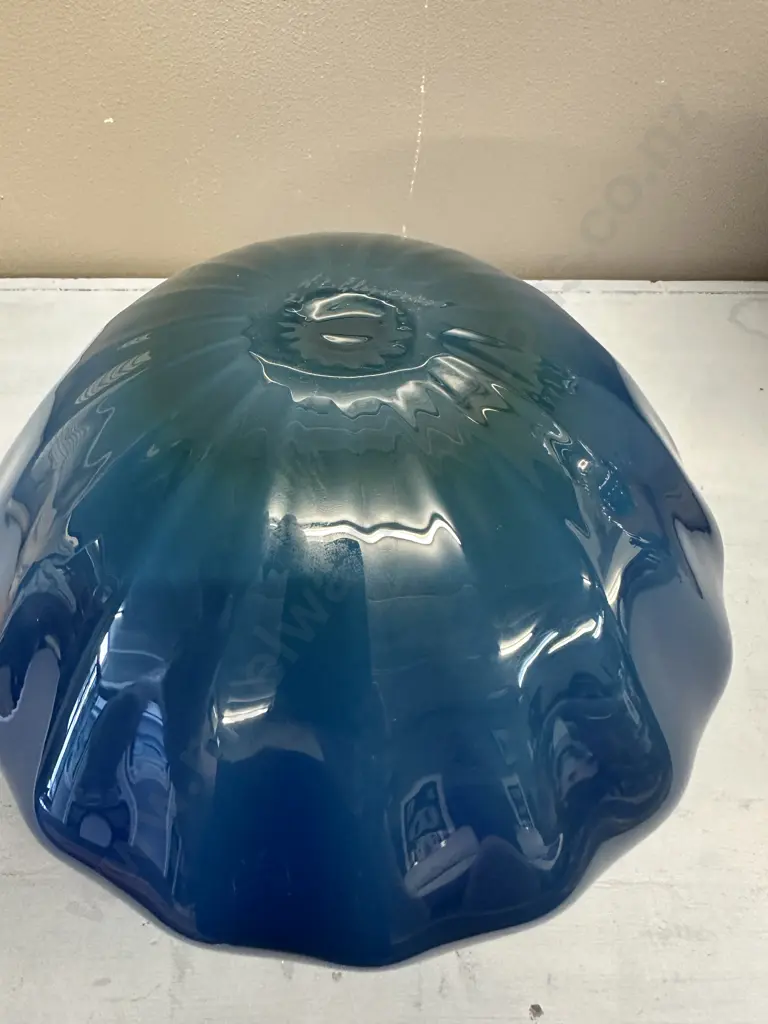 New Zealand Deep Blue Glass Works Bowl H14,Dia22cm. Image 1++