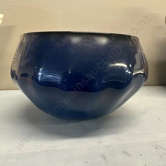 New Zealand Deep Blue Glass Works Bowl H14,Dia22cm.