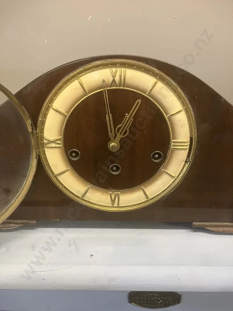 Vintage German FHS Hermle Chiming Mantle Clock With Key. 20 x 43cm Image 1++