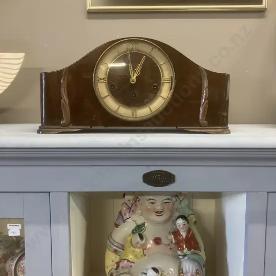 Vintage German FHS Hermle Chiming Mantle Clock With Key. 20 x 43cm