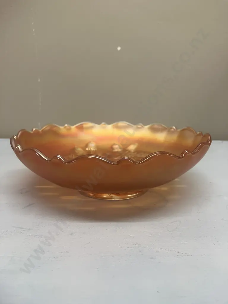 Antique Fenton Acorn Marigold Carnival Glass Bowl, Early 1900s. 5.5 x 17.5cm Image 1++