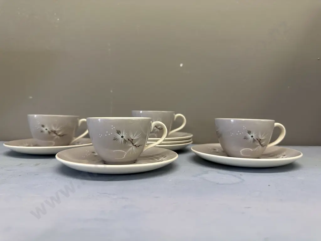 Royal Doulton 'Frost Pine' #D6450 Demi Duos & 2 Extra Saucers Image 1++