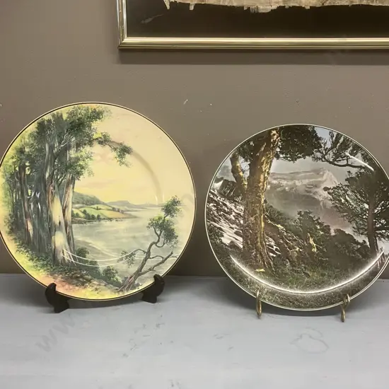 Royal Doulton Cabinet Plates Series Ware 'Scene at Lorne' D5816 c1938 & 'Mount Egmont' D6436 c1970s