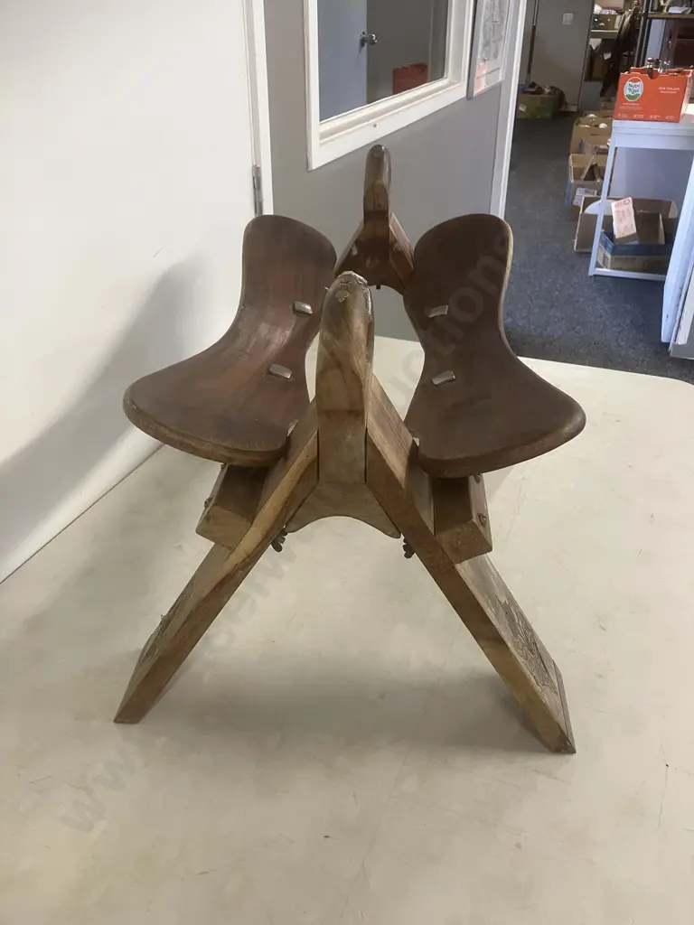 Vintage Mid-Century Camel Saddle / Stool. H40 W63 D41cm Image 1++