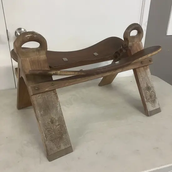 Vintage Mid-Century Camel Saddle / Stool. H40 W63 D41cm