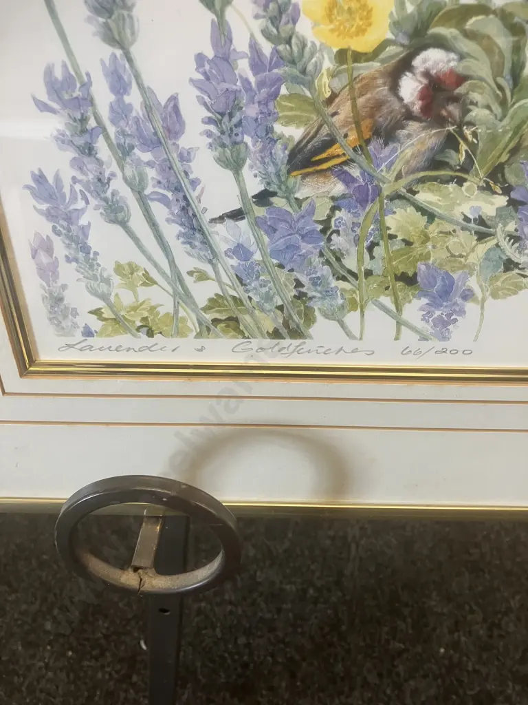 'Lavender & Goldfinches' Framed Limited Edition Prints # 66 / 200, Signed. 46 x 54cm Image 1++