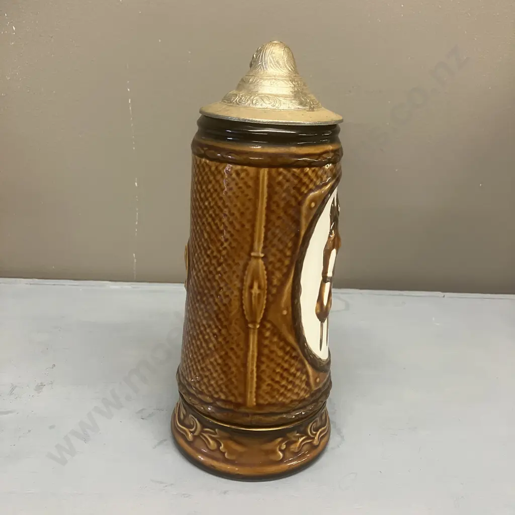 Vintage Musical Horse Head Beer Stein - Vales, Made in Japan 1970s, Pewter Lid. H23.5cm Image 1++