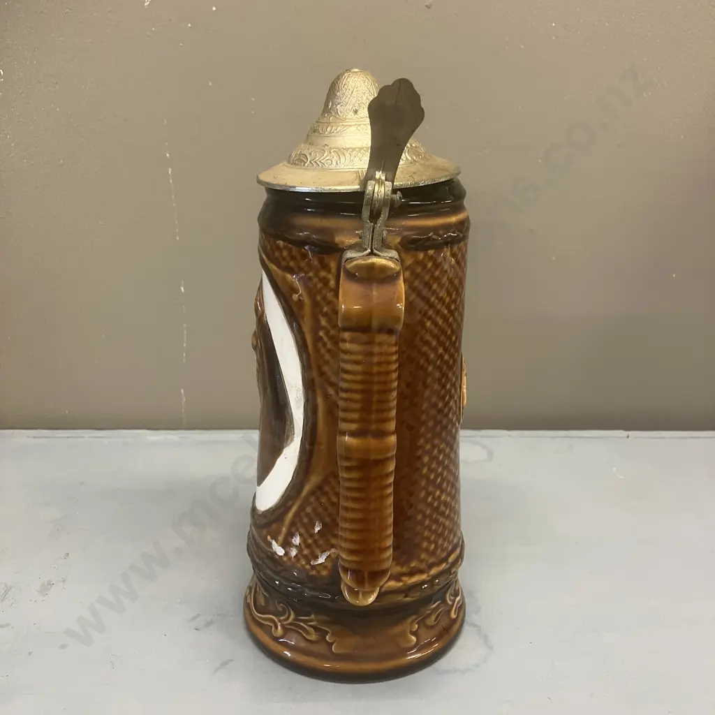 Vintage Musical Horse Head Beer Stein - Vales, Made in Japan 1970s, Pewter Lid. H23.5cm Image 1++