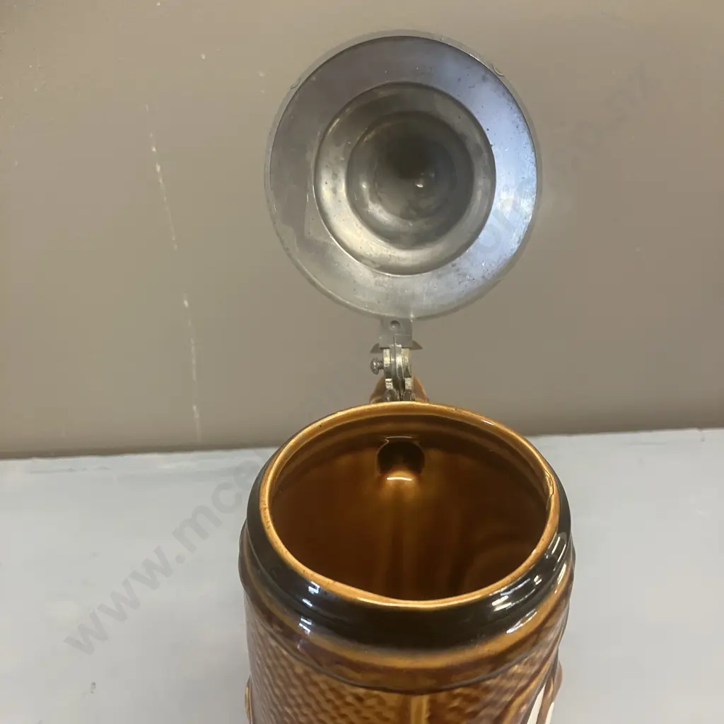 Vintage Musical Horse Head Beer Stein - Vales, Made in Japan 1970s, Pewter Lid. H23.5cm Image 1++