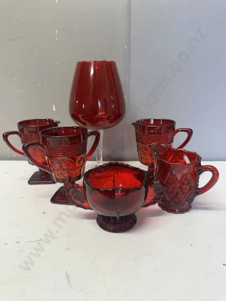 Selection Of Avon Cape Cod Collection, Red Brandy Glass Etc Image 1++
