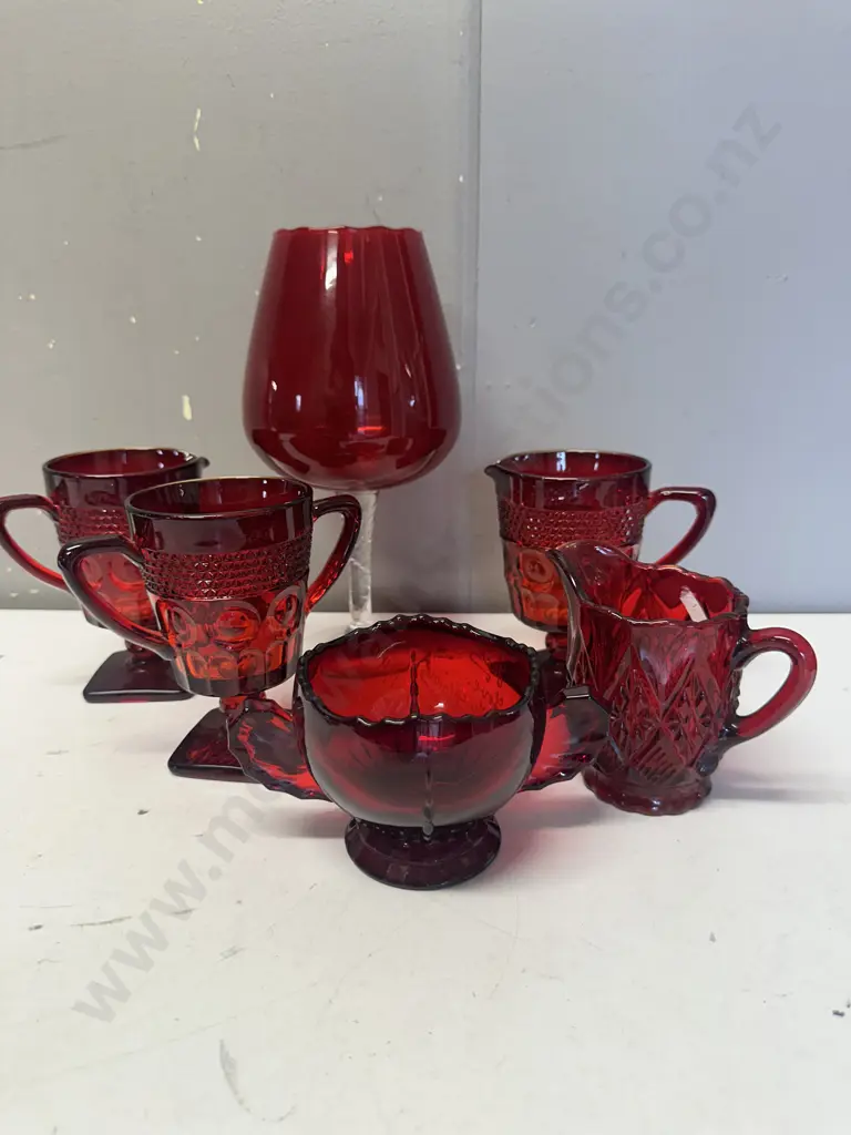 Selection Of Avon Cape Cod Collection, Red Brandy Glass Etc Image 1++