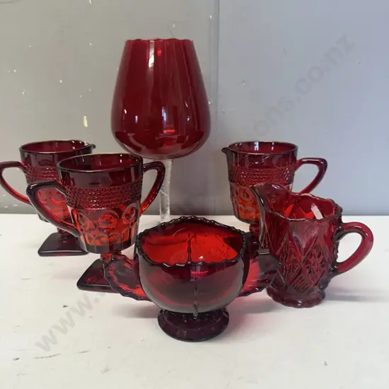 Selection Of Avon Cape Cod Collection, Red Brandy Glass Etc