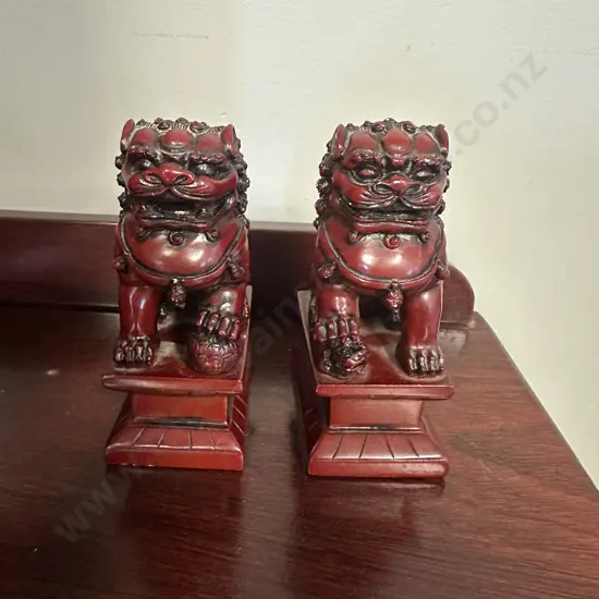 Pair Of Chinese Feng Shui Foo Fu Dog Lion Figurines H12cm.