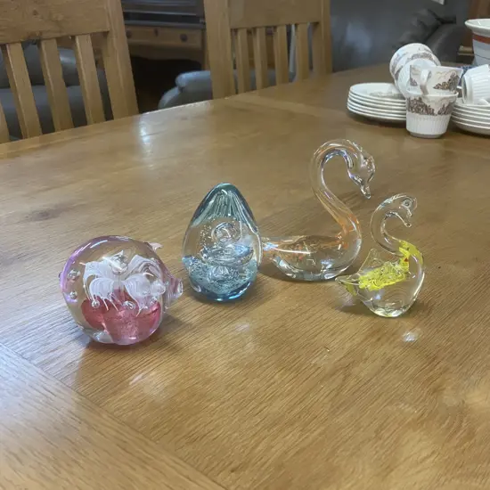 Glass Paper Weights & Glass Swans