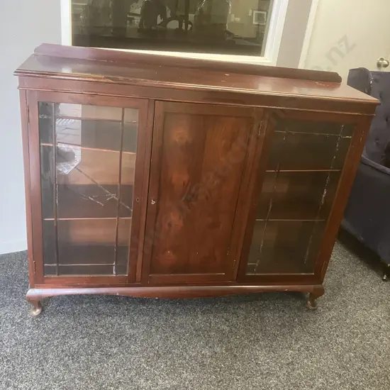 Mahogany Queen Anne Style Sideboard Two Astragal Doors, Key (As Found). H111 W137 D33cm