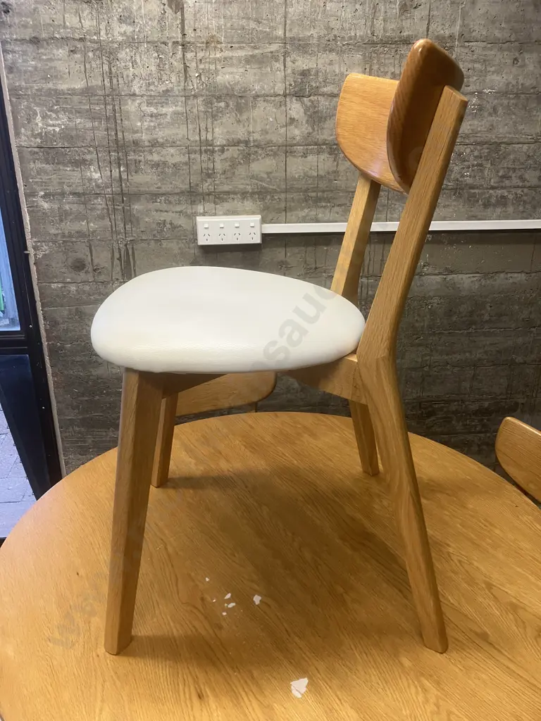 Scandinavian Style Oak Dining Table With 4 Chairs. 75 x 105cm (One Chair has Damage To Upholstery) Image 1++