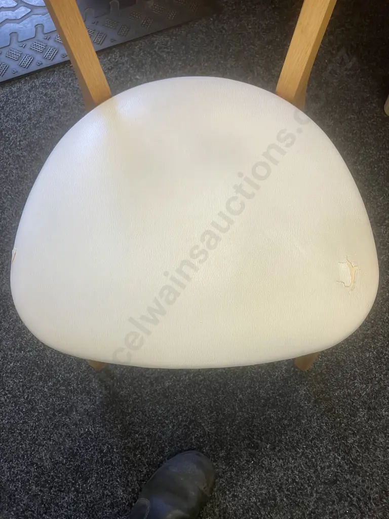 Scandinavian Style Oak Dining Table With 4 Chairs. 75 x 105cm (One Chair has Damage To Upholstery) Image 1++