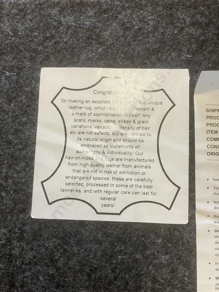 nickscali Rohan Grey Floor Rug - 100% Leather. 200 x 280cm Image 1++