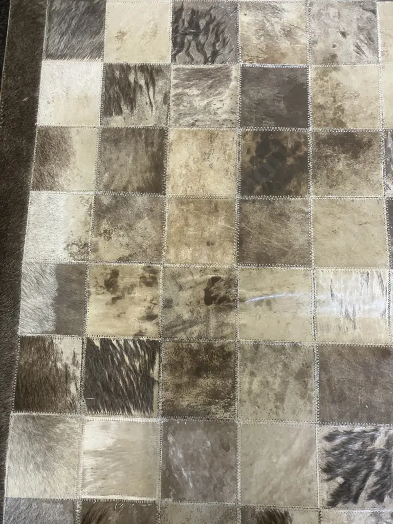 nickscali Rohan Grey Floor Rug - 100% Leather. 200 x 280cm Image 1++