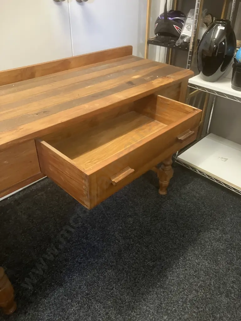 Recycled Single Drawer Console Table With Turned Front Legs. H83 W116 D46cm Image 1++