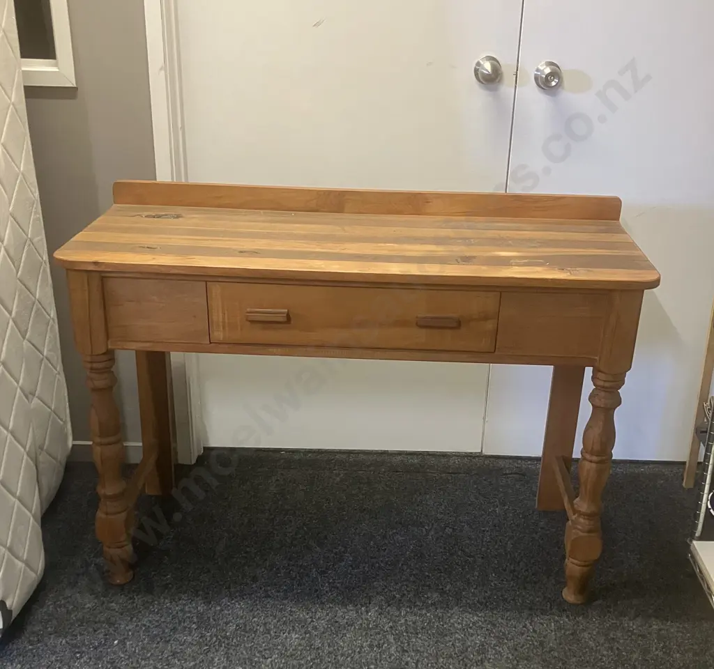 Recycled Single Drawer Console Table With Turned Front Legs. H83 W116 D46cm Image 1++