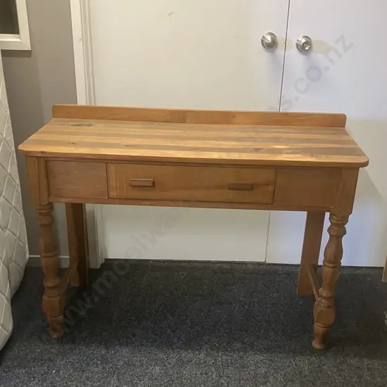 Recycled Single Drawer Console Table With Turned Front Legs. H83 W116 D46cm
