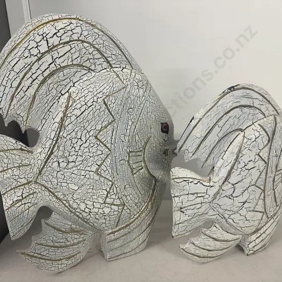 Painted White Gilt Detail Fish Figurines