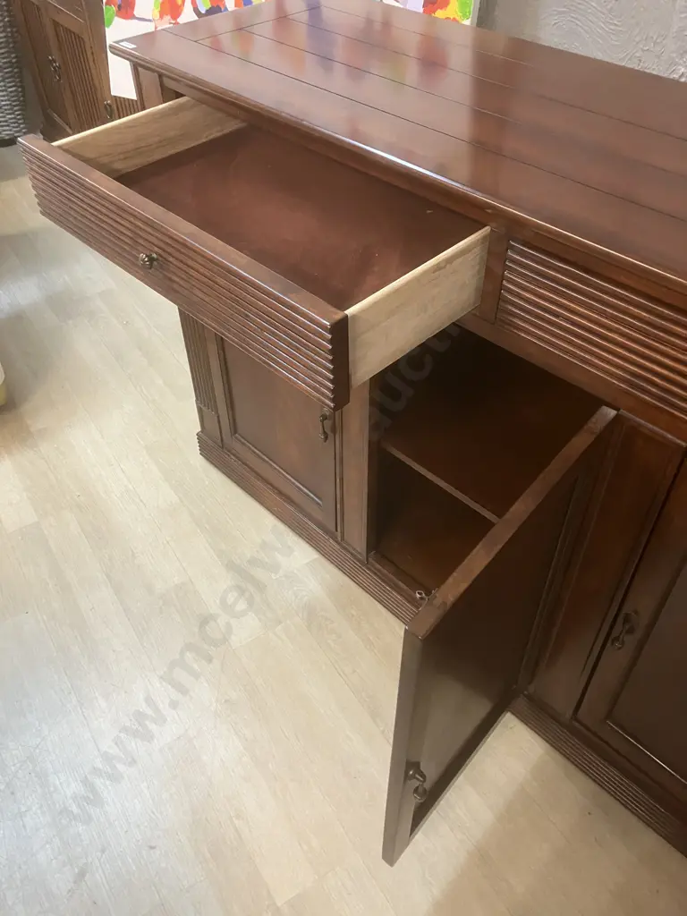 Buffet - 2 Drawers With Ridge Fronts, 3 Doors, Metal Handles. H90 W150 D45.5cm Image 1++