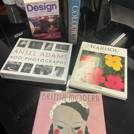 Selection Of Books Including Design Of The Century, Warhol, Ansel Adams Photograhy Etc