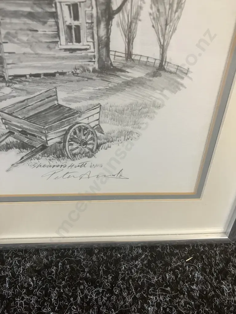 Peter Arnold 'Shearers Hut' 1983 Framed Art Print. 38 x 47.5cm Image 1++