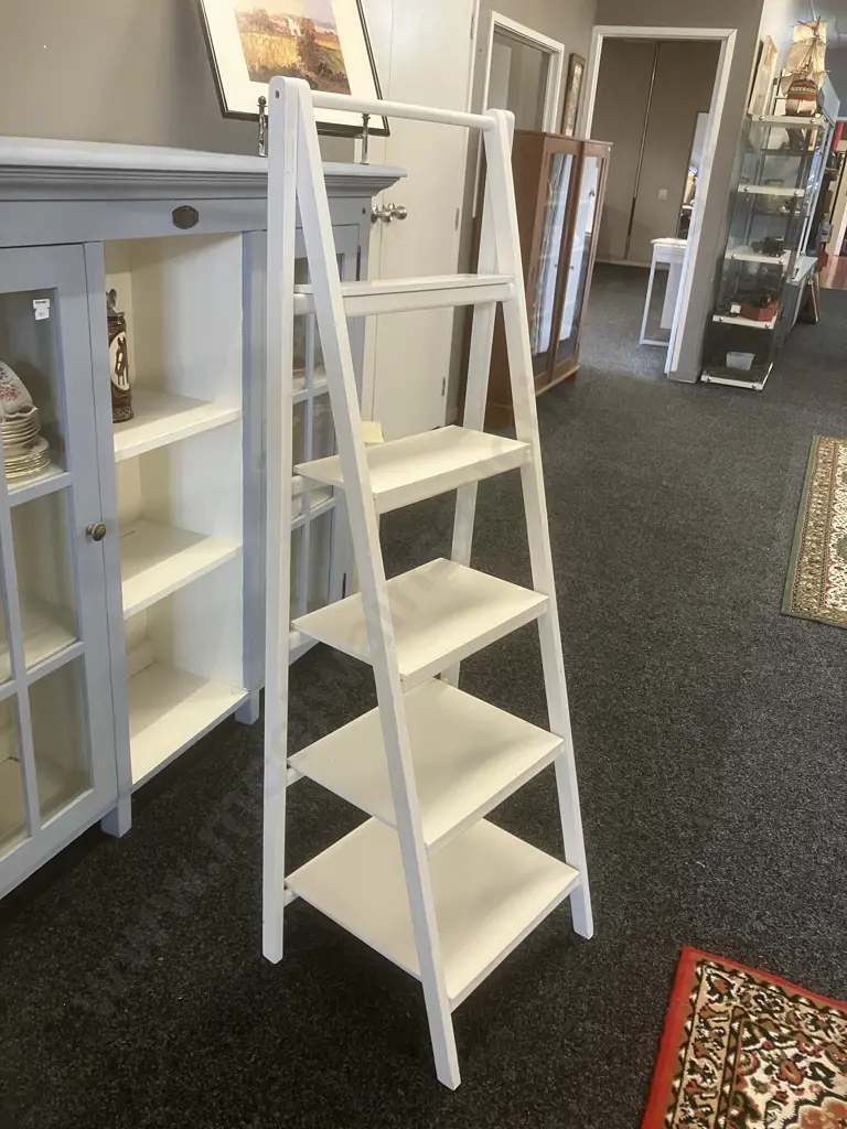 White Ladder Shelf . H35 W46 D at Base 40cm Image 1++