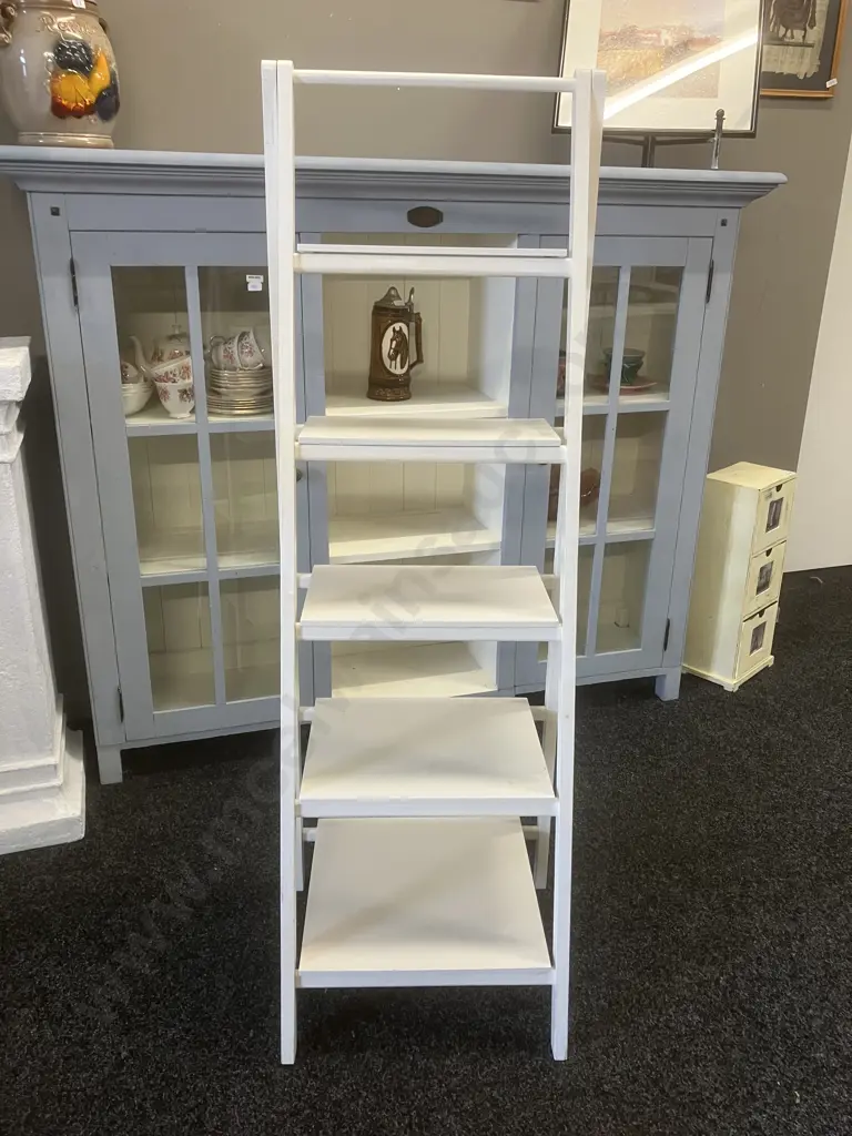 White Ladder Shelf . H35 W46 D at Base 40cm Image 1++