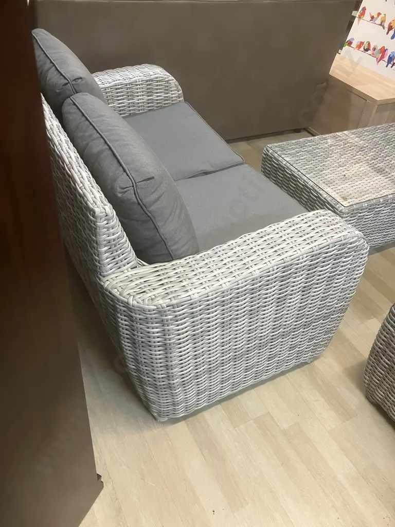 Pair of Outdoor PE Rattan Wicker Couches With Coffee Table With Glass Top Image 1++