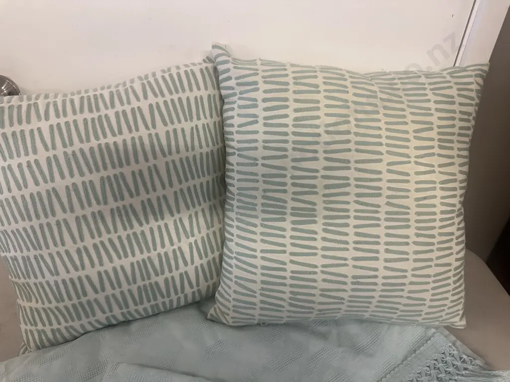 Turquoise & Cream Tones Queen Size Yn&g Duvet Cover, Pillow Cases & Designer Tilly At Home Cushions x2 Image 1++