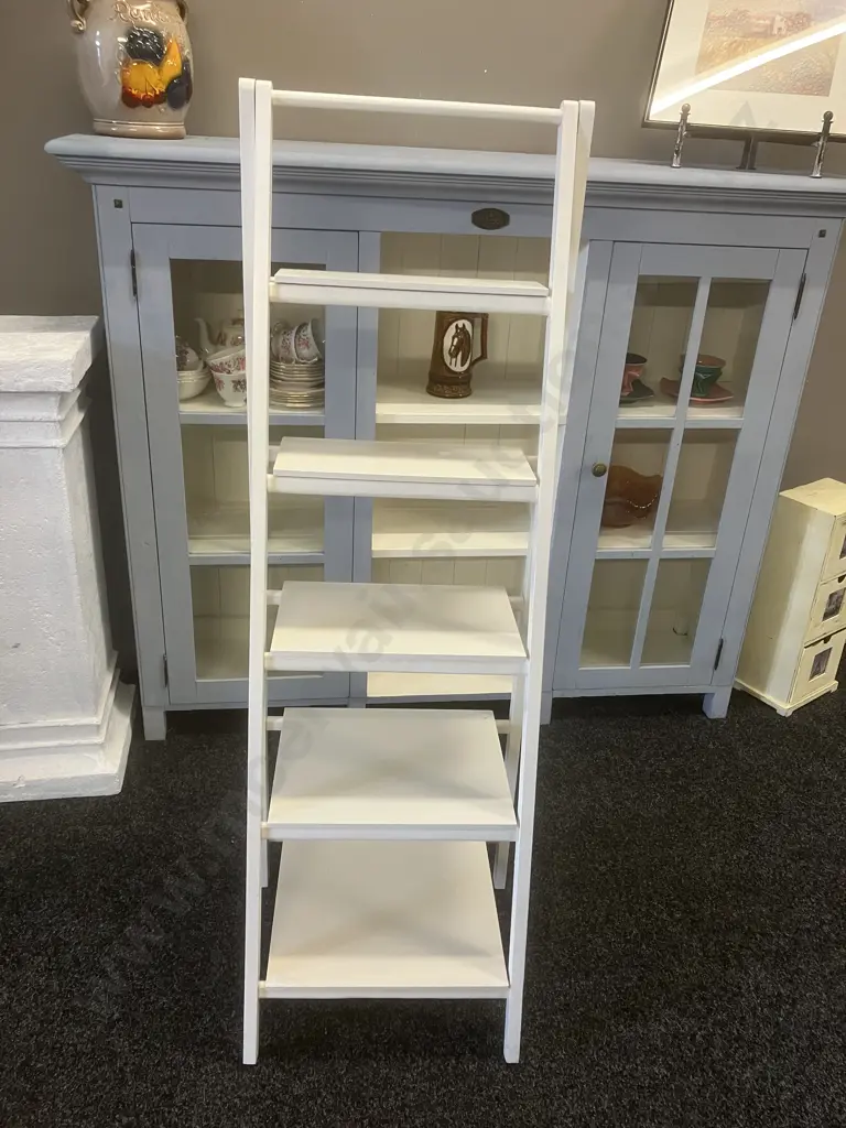 White Ladder Shelf . H35 W46 D at Base 40cm Image 1++